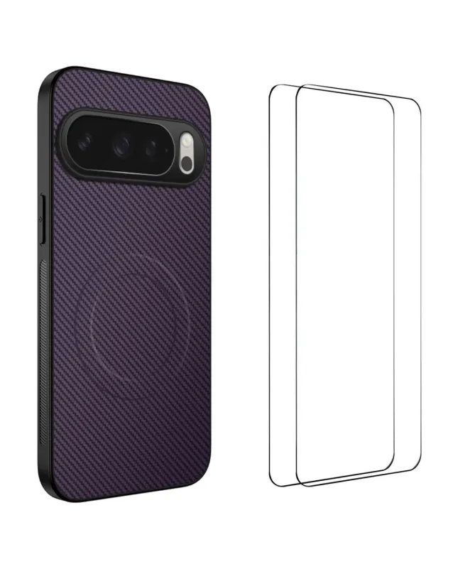 Coque Google Pixel 10 Carbone Magnétique avec 2 Verres Trempés