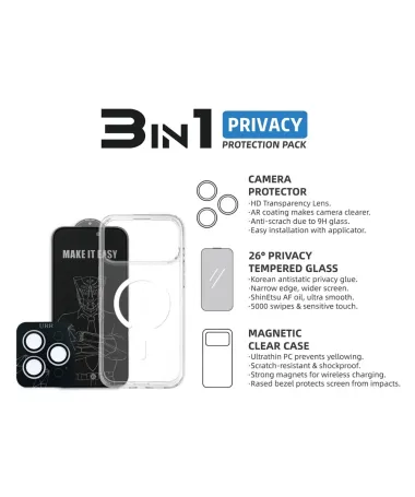 Coque iPhone 17 Pro Max avec Filtre de Confidentialité