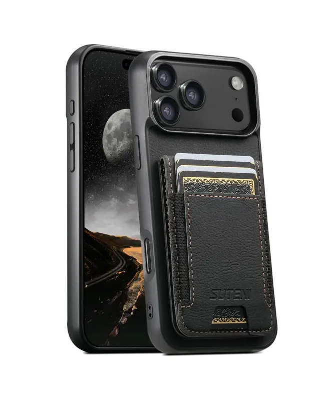 Coque iPhone 17 Pro Max avec Rabat Porte-Carte et Support | H03