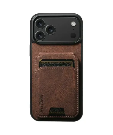 Coque iPhone 17 Pro Max avec Poche pour Cartes et Support Marron - photo 15