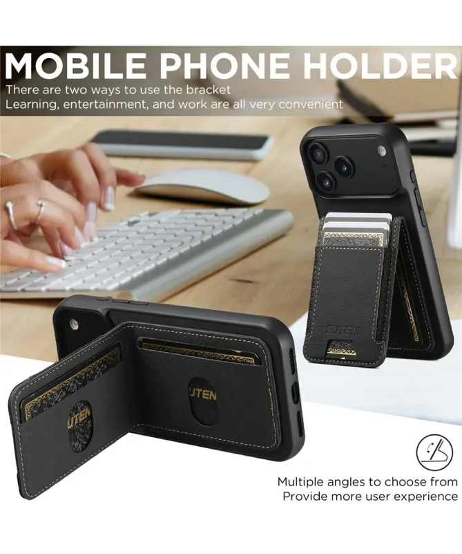 Coque iPhone 17 Pro Max avec Rabat Porte-Carte et Support | H03