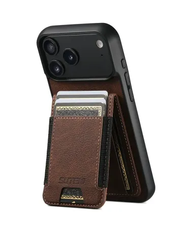 Coque iPhone 17 Pro Max avec Rabat Porte-Carte et Support | H03 Marron - photo 8