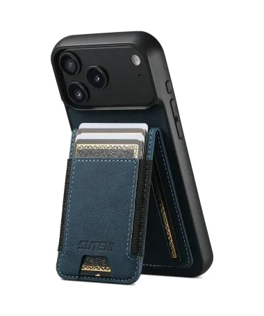 Coque iPhone 17 Pro Max avec Rabat Porte-Carte et Support | H03 Bleu marine - photo 15