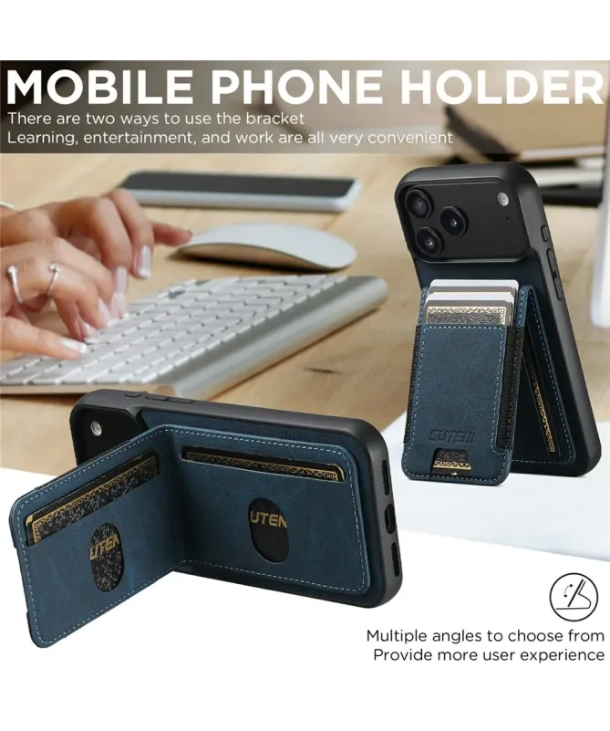 Coque iPhone 17 Pro Max avec Rabat Porte-Carte et Support | H03