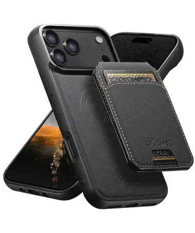 Coque iPhone 17 Pro Max Effet Cuir avec Portefeuille Amovible