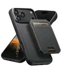 Coque iPhone 17 Pro Max Effet Cuir avec Portefeuille Amovible