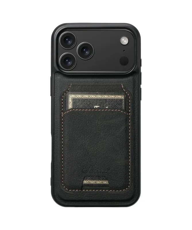 Coque iPhone 17 Pro Max Effet Cuir avec Portefeuille Amovible