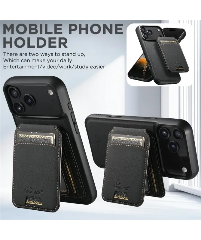 Coque iPhone 17 Pro Max Effet Cuir avec Portefeuille Amovible