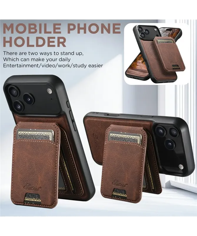 Coque iPhone 17 Pro Max Effet Cuir avec Portefeuille Amovible