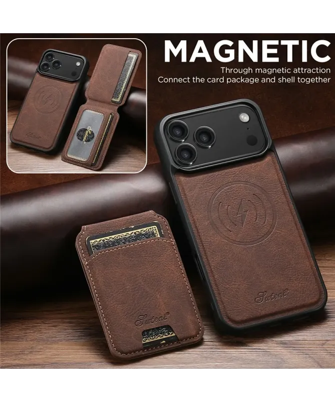 Coque iPhone 17 Pro Max Effet Cuir avec Portefeuille Amovible