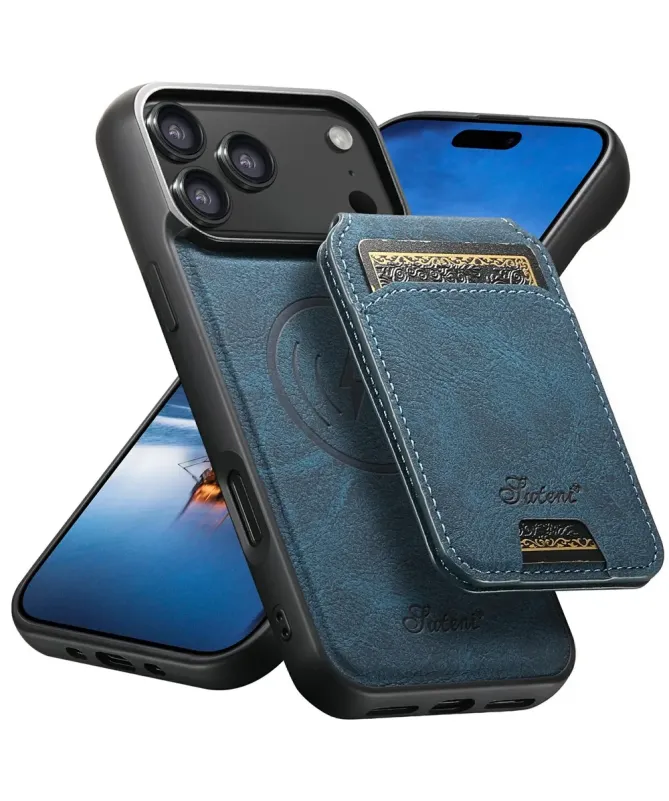 Coque iPhone 17 Pro Max Effet Cuir avec Portefeuille Amovible