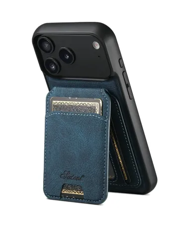 Coque iPhone 17 Pro Max Effet Cuir avec Portefeuille Amovible Bleu marine - photo 16