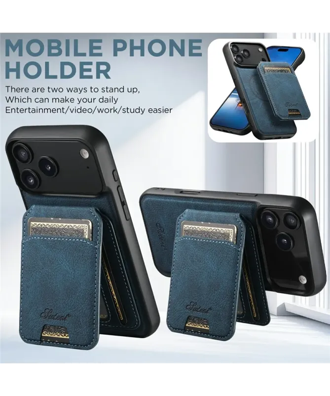 Coque iPhone 17 Pro Max Effet Cuir avec Portefeuille Amovible