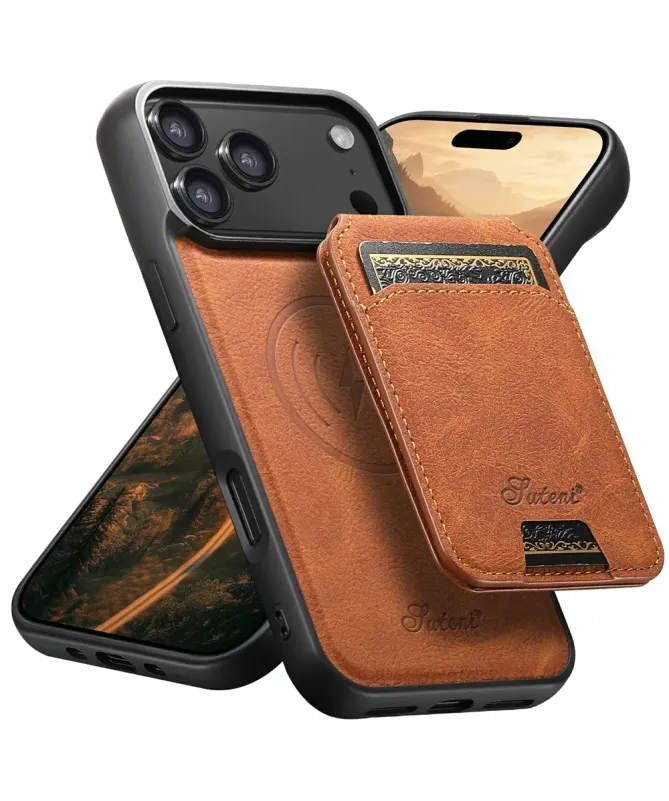 Coque iPhone 17 Pro Max Effet Cuir avec Portefeuille Amovible