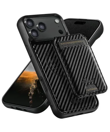 Coque iPhone 17 Pro Max Carbone avec Porte-cartes Magnétique
