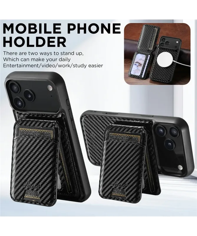 Coque iPhone 17 Pro Max Carbone avec Porte-cartes Magnétique