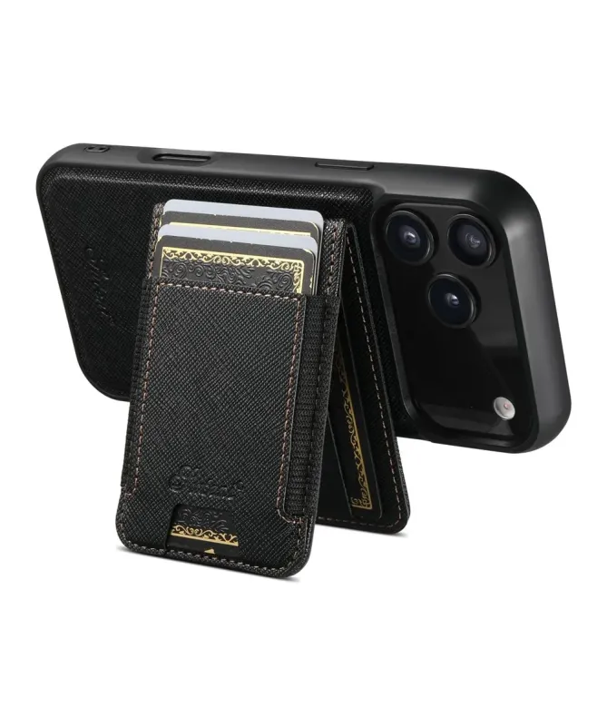 Coque iPhone 17 Pro Max Effet Tissu avec Portefeuille Magnétique