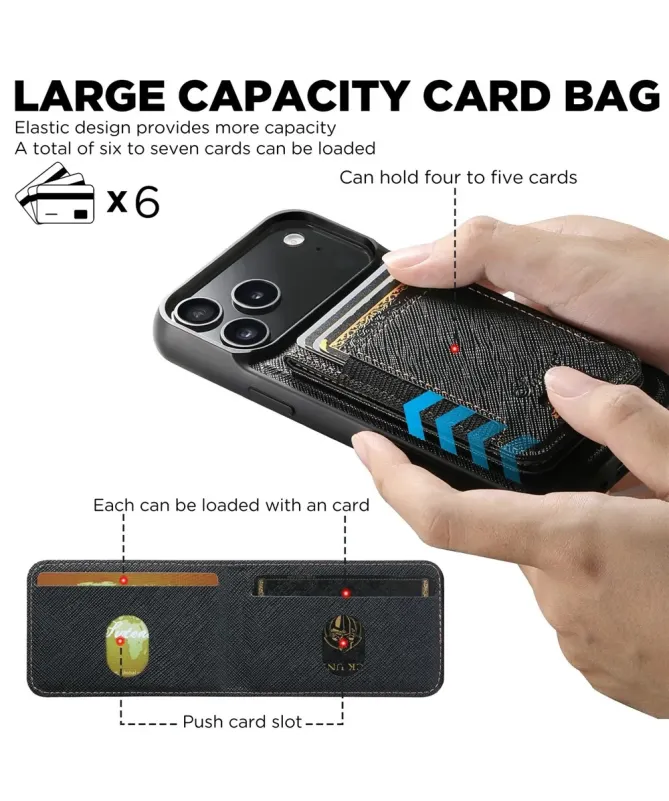 Coque iPhone 17 Pro Max Effet Tissu avec Portefeuille Magnétique