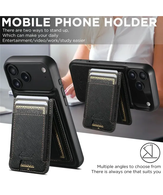 Coque iPhone 17 Pro Max Effet Tissu avec Portefeuille Magnétique