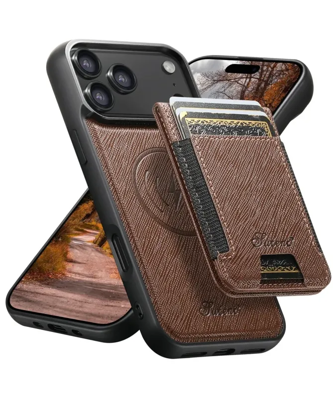 Coque iPhone 17 Pro Max Effet Tissu avec Portefeuille Magnétique