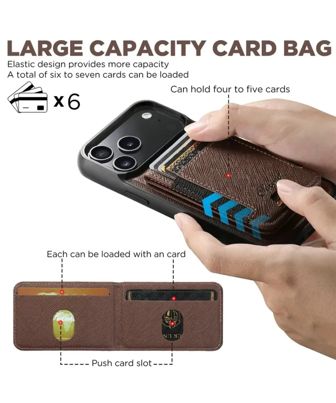 Coque iPhone 17 Pro Max Effet Tissu avec Portefeuille Magnétique