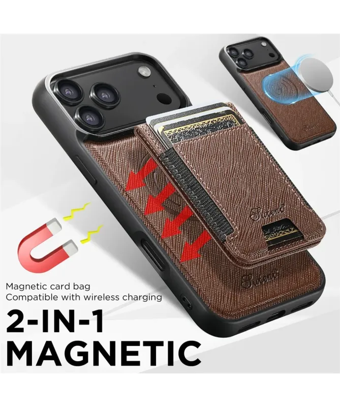 Coque iPhone 17 Pro Max Effet Tissu avec Portefeuille Magnétique