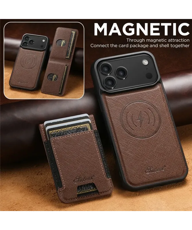 Coque iPhone 17 Pro Max Effet Tissu avec Portefeuille Magnétique