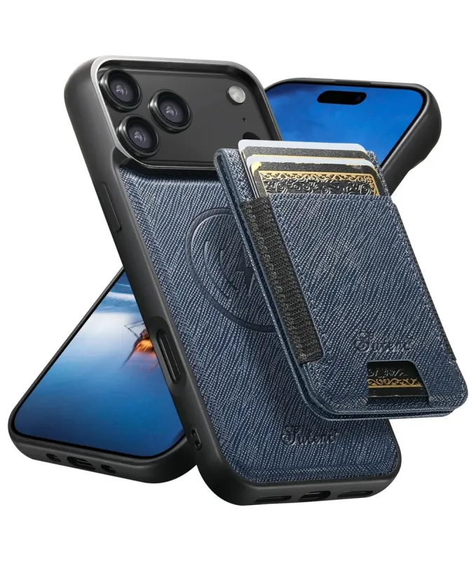 Coque iPhone 17 Pro Max Effet Tissu avec Portefeuille Magnétique
