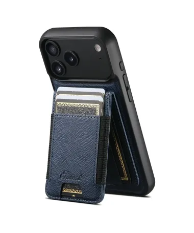 Coque iPhone 17 Pro Max Effet Tissu avec Portefeuille Magnétique Bleu marine - photo 20