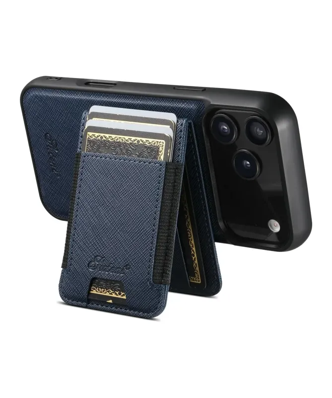 Coque iPhone 17 Pro Max Effet Tissu avec Portefeuille Magnétique