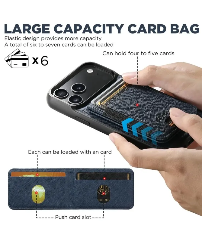 Coque iPhone 17 Pro Max Effet Tissu avec Portefeuille Magnétique