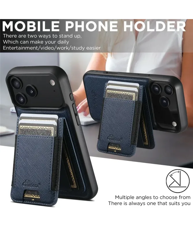 Coque iPhone 17 Pro Max Effet Tissu avec Portefeuille Magnétique