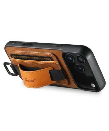 Coque iPhone 17 Pro Max avec Prise en Main et Porte-Carte Marron - photo 2