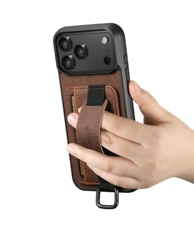 Coque iPhone 17 Pro Max avec Porte-Carte et Sangle Marron - photo 10