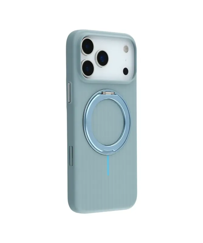 Coque iPhone 17 Pro Max Rigide avec Anneau Rotatif - Bleu clair