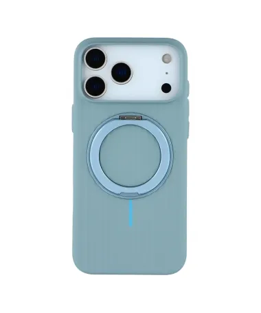 Coque iPhone 17 Pro Max Rigide avec Anneau Rotatif - Bleu clair