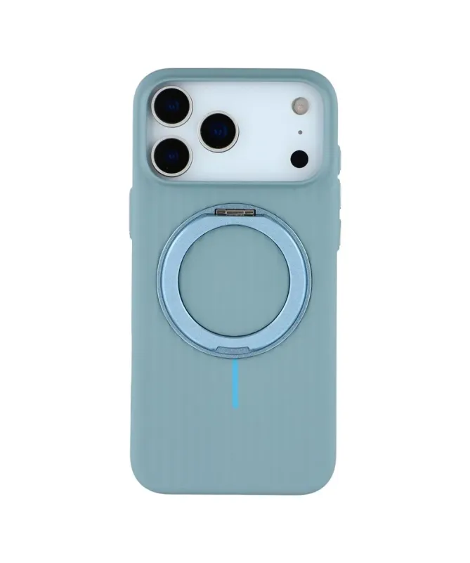 Coque iPhone 17 Pro Max Rigide avec Anneau Rotatif - Bleu clair