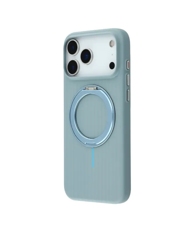 Coque iPhone 17 Pro Max Rigide avec Anneau Rotatif - Bleu clair