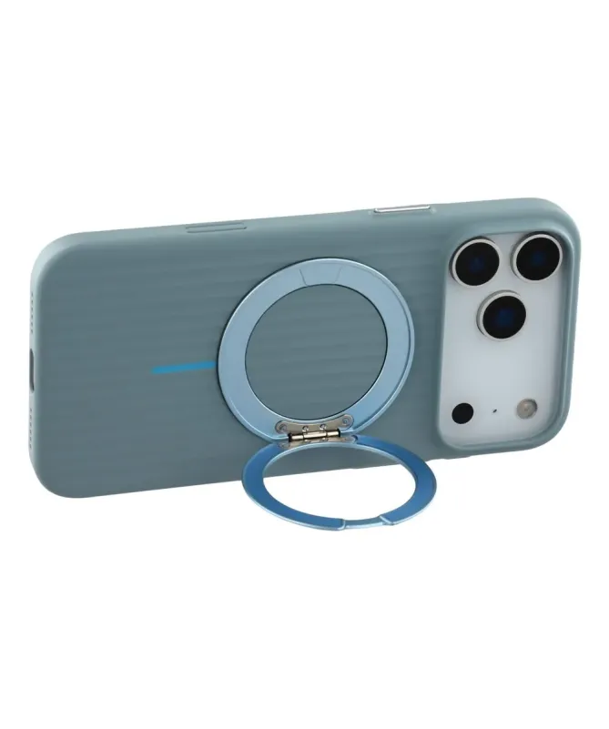 Coque iPhone 17 Pro Max Rigide avec Anneau Rotatif - Bleu clair