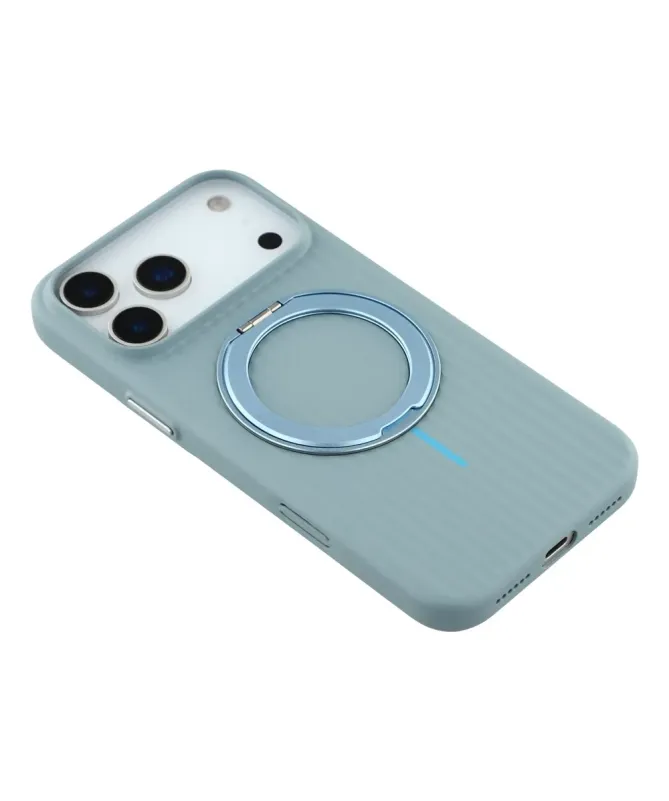 Coque iPhone 17 Pro Max Rigide avec Anneau Rotatif - Bleu clair