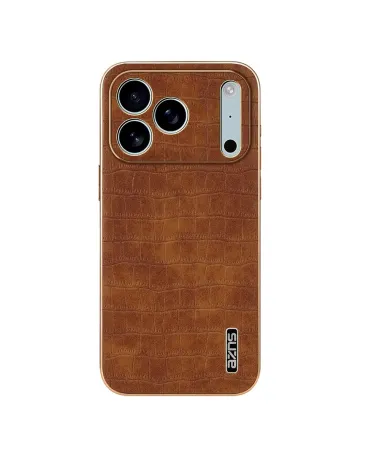 Coque iPhone 17 Pro Max Texture Crocodile et Contour Métallisé