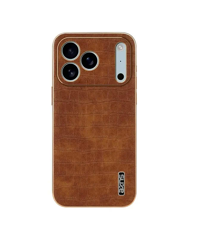 Coque iPhone 17 Pro Max Texture Crocodile et Contour Métallisé