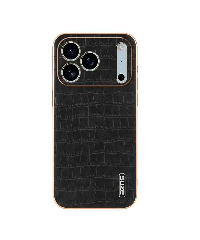 Coque iPhone 17 Pro Max Texture Crocodile et Contour Métallisé