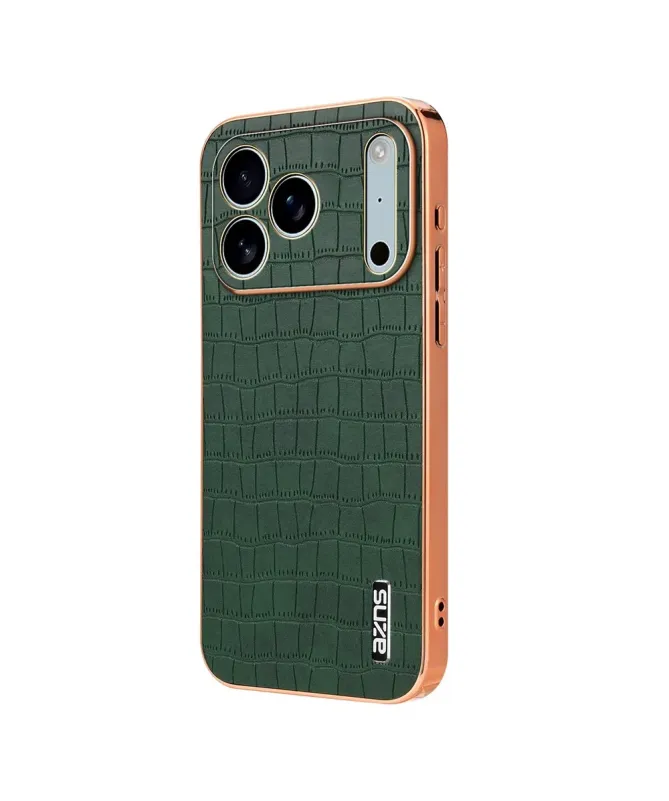 Coque iPhone 17 Pro Max Texture Crocodile et Contour Métallisé