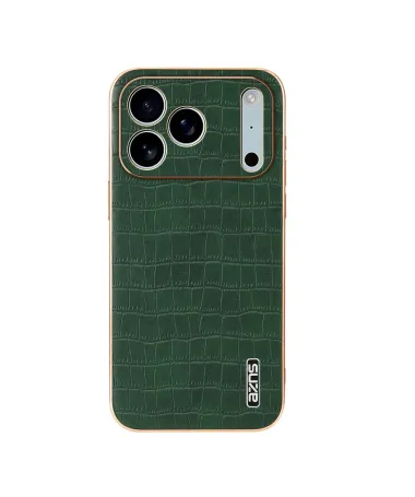 Coque iPhone 17 Pro Max Texture Crocodile et Contour Métallisé Vert foncé - photo 6