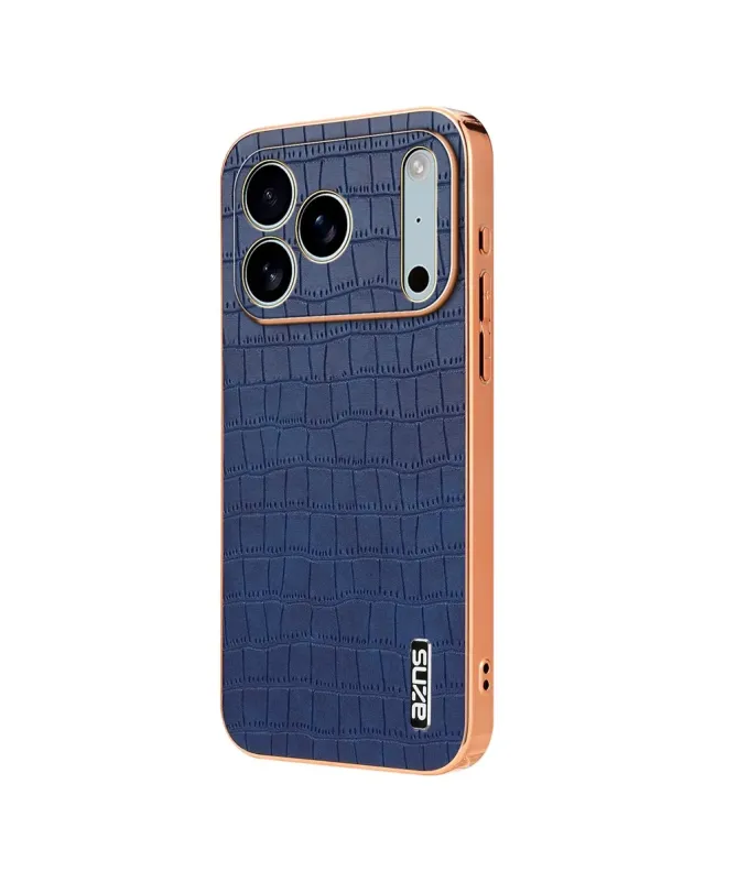 Coque iPhone 17 Pro Max Texture Crocodile et Contour Métallisé