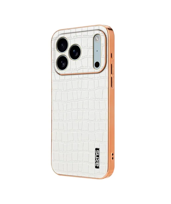 Coque iPhone 17 Pro Max Texture Crocodile et Contour Métallisé