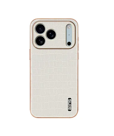 Coque iPhone 17 Pro Max Texture Crocodile et Contour Métallisé Blanc - photo 10