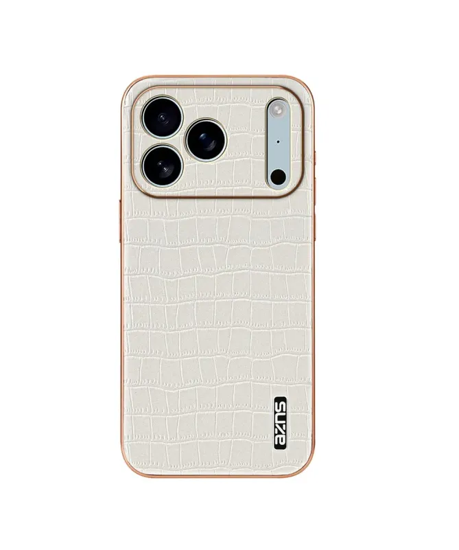 Coque iPhone 17 Pro Max Texture Crocodile et Contour Métallisé