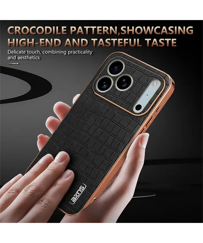 Coque iPhone 17 Pro Max Texture Crocodile et Contour Métallisé